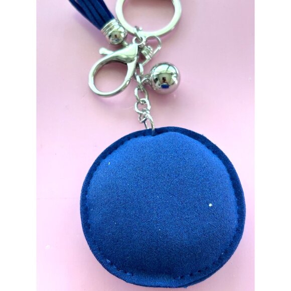 Hamsa Hand Keychain With Silver Rhinestones & Blue Tassel Charm - Picture 3 of 3